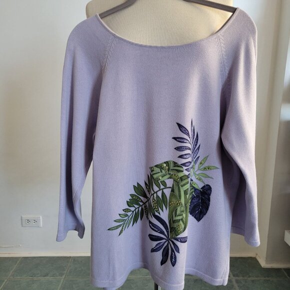 Josephine Chaus Light Purple Floral Swirl Tunic (Size: XL) - Picture 4 of 14